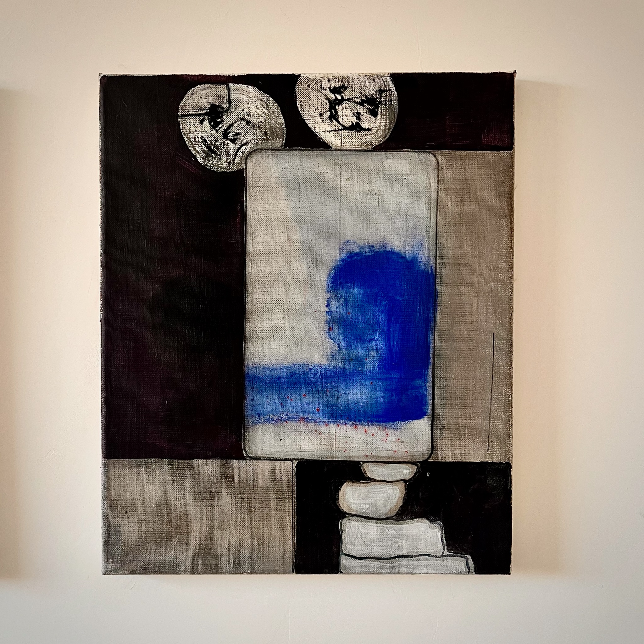 zwei Monde</br>08/2025</br>33 x 27 cm </br> 13 x 10.6 inch</br>Oil, vinyl on canvas